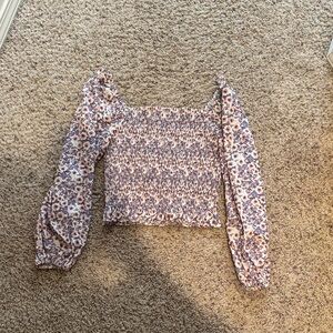 Bohme Floral Smocked Blouse with Long Sleeves